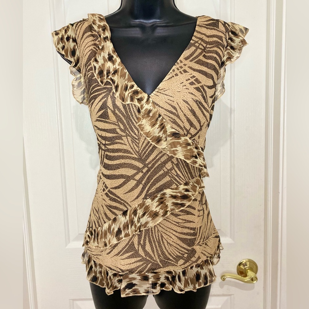 Spenser Jeremy Medium Size Silk Animal Print Sleeveless Top